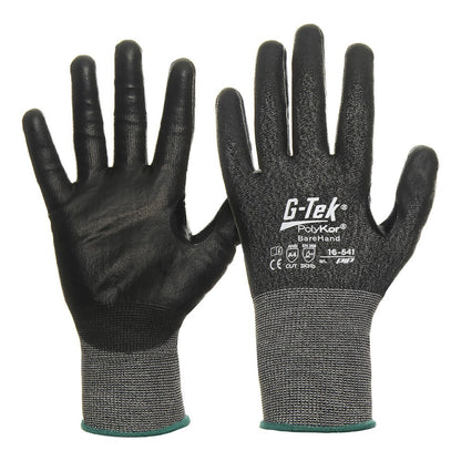 G-Tek Polykor Barehand Cut D Gloves - 1, 6 or 12 Pairs in 6 Size Options