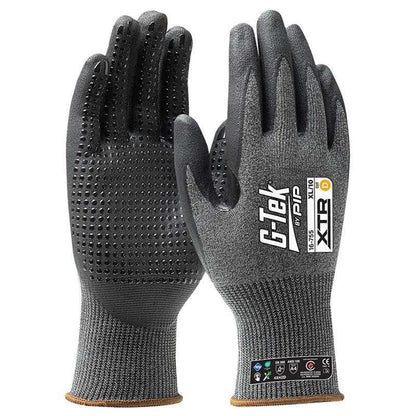 G-Tek Xtr 15G Cut D Palm Dip Dotted Gloves - 1, 6 or 12 Pairs in 7 Size Options