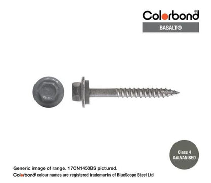 Type 17 Hex Washer Face Head Screw + Neoprene Washer 14g x Length - Box of 1000 Painted Head Options