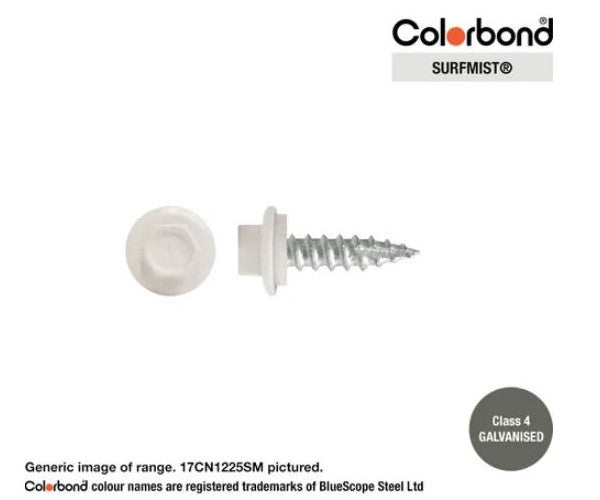 Type 17 Hex Washer Face Head Screw + Neoprene Washer 12g x Length - Box of 1000 Painted Head Options
