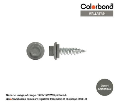 Type 17 Hex Washer Face Head Screw + Neoprene Washer 12g x Length - Box of 1000 Painted Head Options
