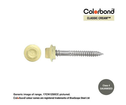 Type 17 Hex Washer Face Head Screw + Neoprene Washer 12g x Length - Box of 1000 Painted Head Options