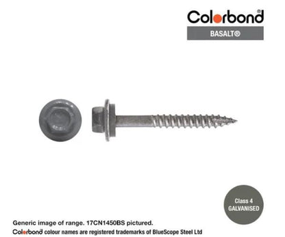 Type 17 Hex Washer Face Head Screw + Neoprene Washer 14g x Length - Box of 1000 Painted Head Options
