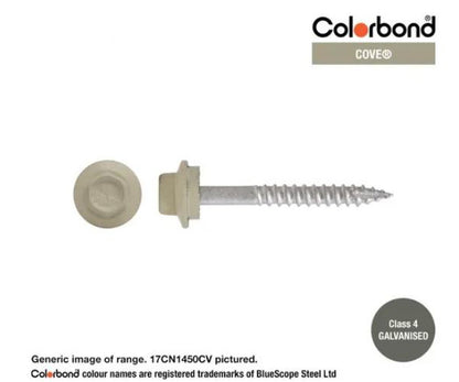 Type 17 Hex Washer Face Head Screw + Neoprene Washer 14g x Length - Box of 1000 Painted Head Options