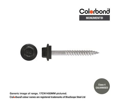 Type 17 Hex Washer Face Head Screw + Neoprene Washer 14g x Length - Box of 1000 Painted Head Options