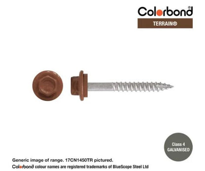 Type 17 Hex Washer Face Head Screw + Neoprene Washer 14g x Length - Box of 1000 Painted Head Options