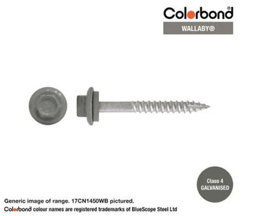 Type 17 Hex Washer Face Head Screw + Neoprene Washer 14g x Length - Box of 1000 Painted Head Options