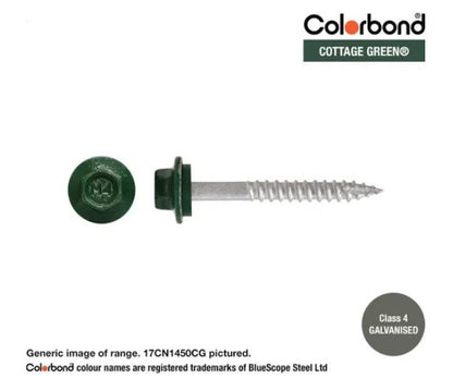 Type 17 Hex Washer Face Head Screw + Neoprene Washer 14g x Length - Box of 1000 Painted Head Options