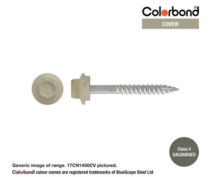 Type 17 Hex Washer Face Head Screw + Neoprene Washer 14g x Length - Box of 1000 Painted Head Options