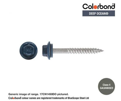 Type 17 Hex Washer Face Head Screw + Neoprene Washer 14g x Length - Box of 1000 Painted Head Options