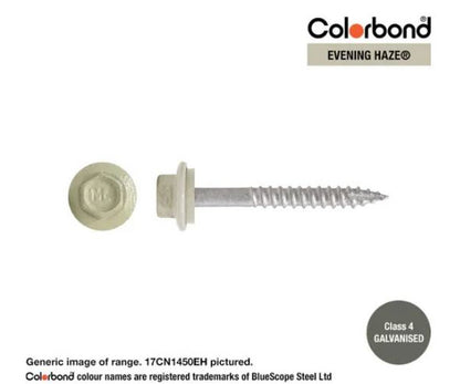 Type 17 Hex Washer Face Head Screw + Neoprene Washer 14g x Length - Box of 1000 Painted Head Options