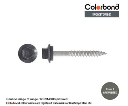 Type 17 Hex Washer Face Head Screw + Neoprene Washer 14g x Length - Box of 1000 Painted Head Options