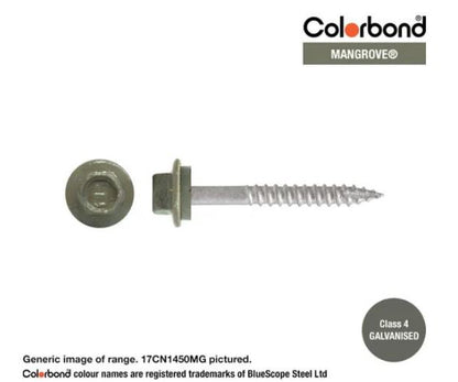Type 17 Hex Washer Face Head Screw + Neoprene Washer 14g x Length - Box of 1000 Painted Head Options