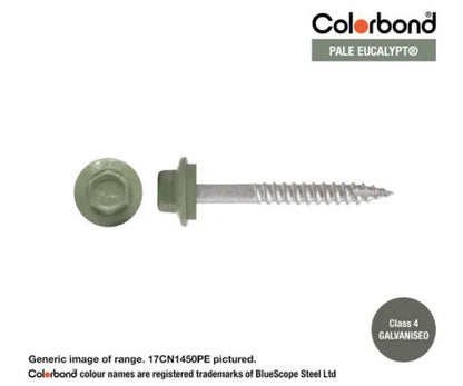 Type 17 Hex Washer Face Head Screw + Neoprene Washer 14g x Length - Box of 1000 Painted Head Options