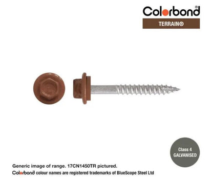 Type 17 Hex Washer Face Head Screw + Neoprene Washer 14g x Length - Box of 1000 Painted Head Options