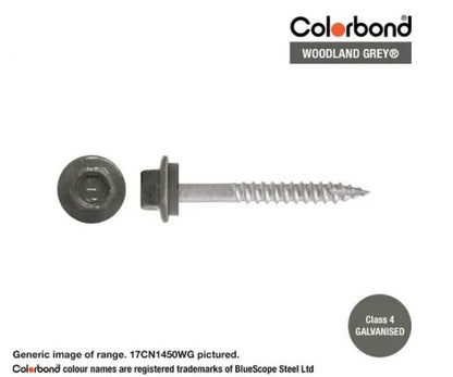 Type 17 Hex Washer Face Head Screw + Neoprene Washer 14g x Length - Box of 1000 Painted Head Options