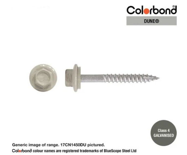 Type 17 Hex Washer Face Head Screw + Neoprene Washer 14g x Length - Box of 1000 Painted Head Options