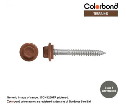 Type 17 Hex Washer Face Head Screw + Neoprene Washer 12g x Length - Box of 1000 Painted Head Options