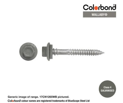 Type 17 Hex Washer Face Head Screw + Neoprene Washer 12g x Length - Box of 1000 Painted Head Options