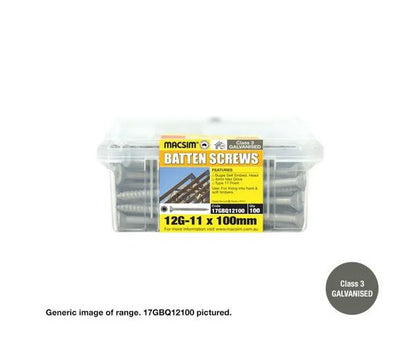 Macsim Type 17 Batten Screws (Hex Drive) Galvanised - Various Sizes and Pack Options