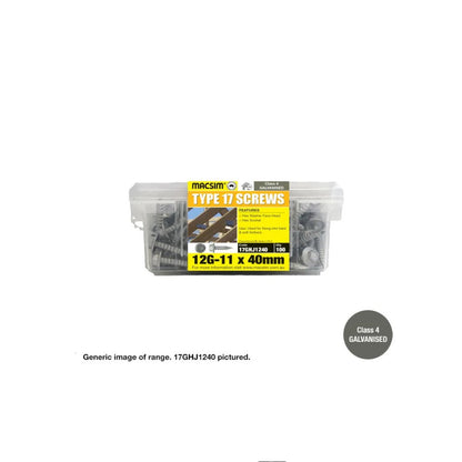 Type 17 Macsim Hex Head Screws Galvanised - Various Sizes, Quantities with Neoprene Washer Option