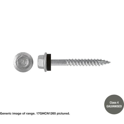 Type 17 Macsim Hex Head Screws Galvanised - Various Sizes, Quantities with Neoprene Washer Option