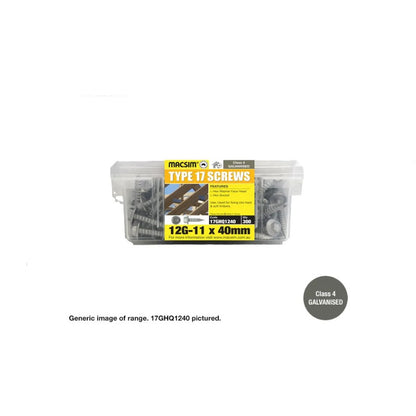 Type 17 Macsim Hex Head Screws Galvanised - Various Sizes, Quantities with Neoprene Washer Option