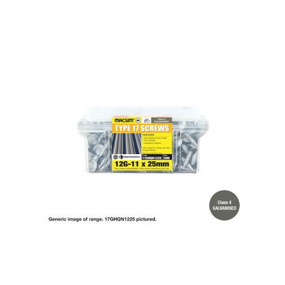 Type 17 Macsim Hex Head Screws Galvanised - Various Sizes, Quantities with Neoprene Washer Option