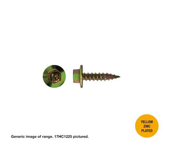 Macsim Type 17 Hex Head Screws Yellow Zinc Plated - Various Sizes and Quantities