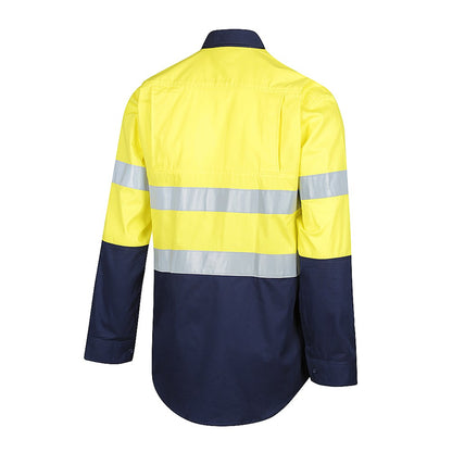 Hi Vis 2 Tone Closed Front Lightweight Taped Shirt - 2 Colour Options in Various Sizes