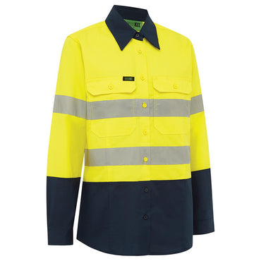 Womens Hi Vis 2 Tone Lightweight Ripstop Breathable Taped Shirt