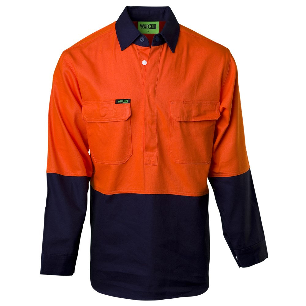 Hi Vis 2 Tone Closed Front Dual Weight Welders Shirt - 2 Colour Options in Various Sizes