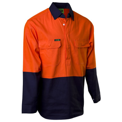 Hi Vis 2 Tone Closed Front Dual Weight Welders Shirt - 2 Colour Options in Various Sizes