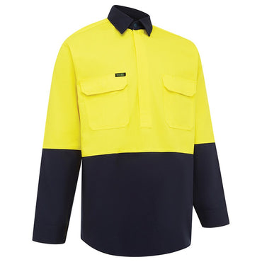 Hi Vis 2 Tone Closed Front Dual Weight Welders Shirt - 2 Colour Options in Various Sizes