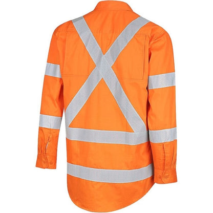 Hi Vis Lightweight NSW Rail X-Back Breathable Biomotion Taped Orange Shirt - Various Sizes