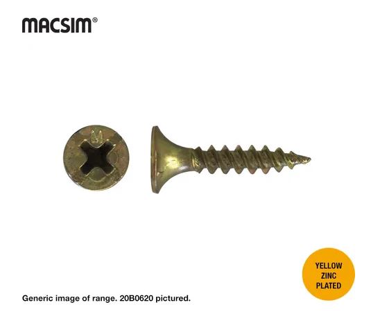 Macsim Bugle Head Drywall Screws Yellow Zinc Plated - Various Sizes and Quantities