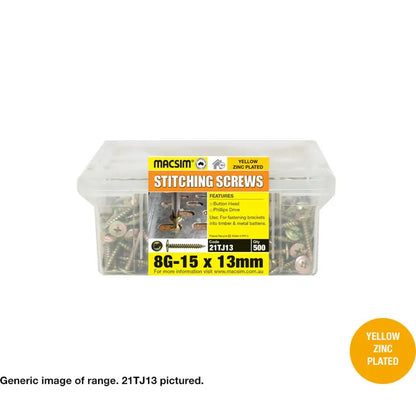 Macsim Button Head Stitching Screws Yellow Zinc Plated - Various Sizes and Quantities