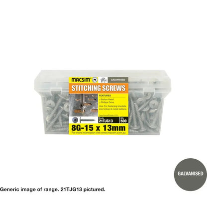 Macsim Button Head Stitching Screws Galvanised - Various Sizes and Quantities