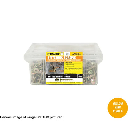 Macsim Button Head Stitching Screws Yellow Zinc Plated - Various Sizes and Quantities