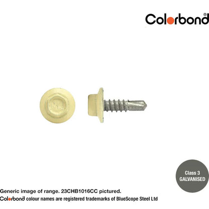 Macsim Hex Washer Face Self Drilling Galvanised PAINTED HEAD Screws - Box of 1000 - Various Sizes and Colours