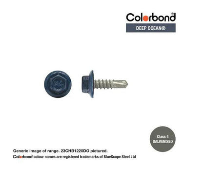 Macsim Hex Washer Face Self Drilling Galvanised PAINTED HEAD Screws - Box of 1000 - Various Sizes and Colours