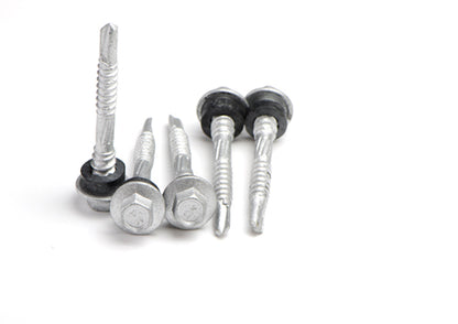Self Drilling Galvanised Hex Washer Face Head Double Grip 12g x Length + Neorene Washer