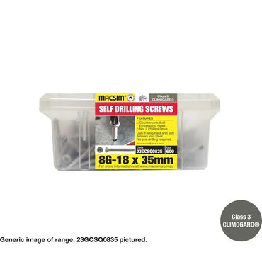 Macsim Countersunk Fibre Cement Self Drilling Screws Galvanised - Various Sizes and Quantities