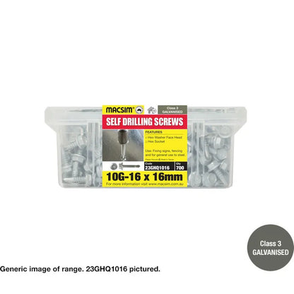 Macsim Hex Washer Face Self Drilling Screws Galvanised - Various Sizes and Quantities