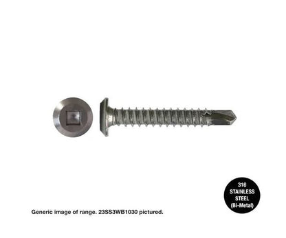 Macsim Wafer Head Self Drilling Screws (Square Drive) 316 Grade Stainless Steel - Box of 1000 - Various Sizes