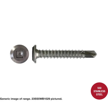 Macsim Wafer Head Self Drilling Screws (Square Drive) 550 Grade Stainless Steel - Various Sizes and Quantities