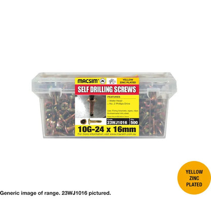Macsim Wafer Head Self Drilling Screws (Phillips Drive) Yellow Zinc Plated – Various Sizes and Quantities