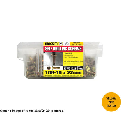 Macsim Wafer Head Self Drilling Screws (Phillips Drive) Yellow Zinc Plated – Various Sizes and Quantities