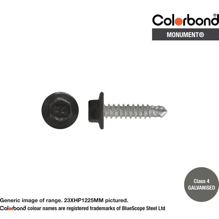 Self Drilling Galvanised Tornado Roofing Screws 12g x 25mm Box of 1000 - Painted Head Options