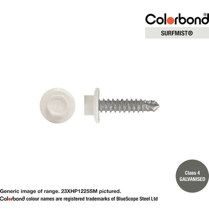 Self Drilling Galvanised Tornado Roofing Screws 12g x 25mm Box of 1000 - Painted Head Options